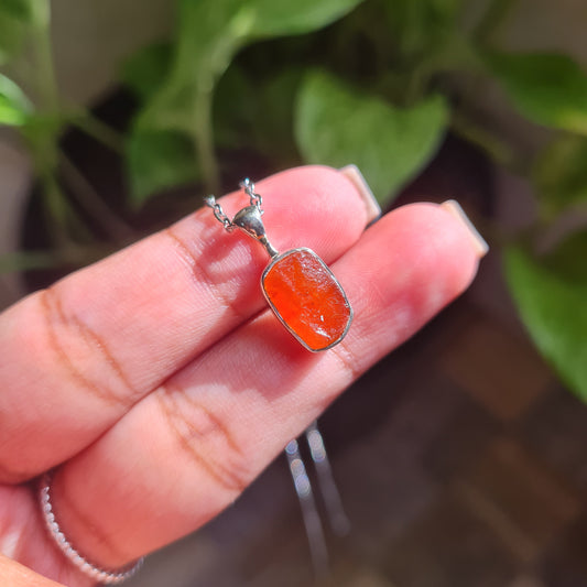 Dainty Raw Carnelian Pendant