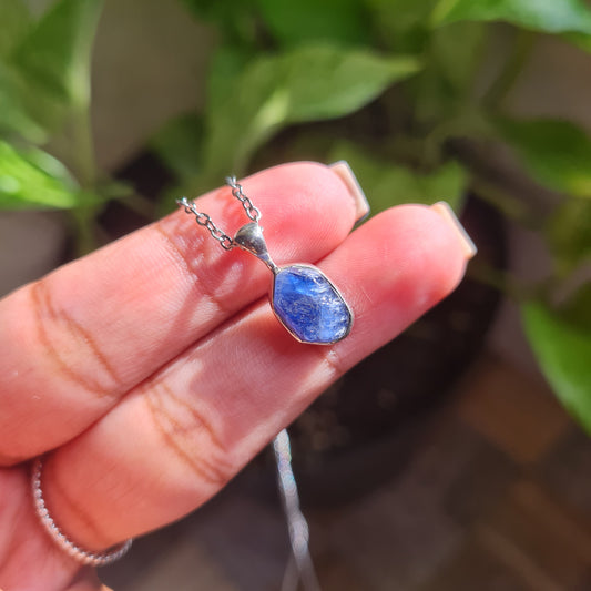 Raw Dainty Blue Sapphire Pendant