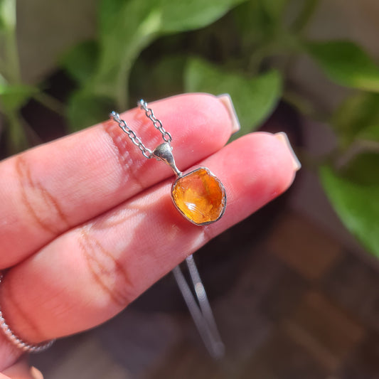 Raw Dainty Citrine Pendant