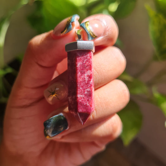 Thulite Bullet Necklace