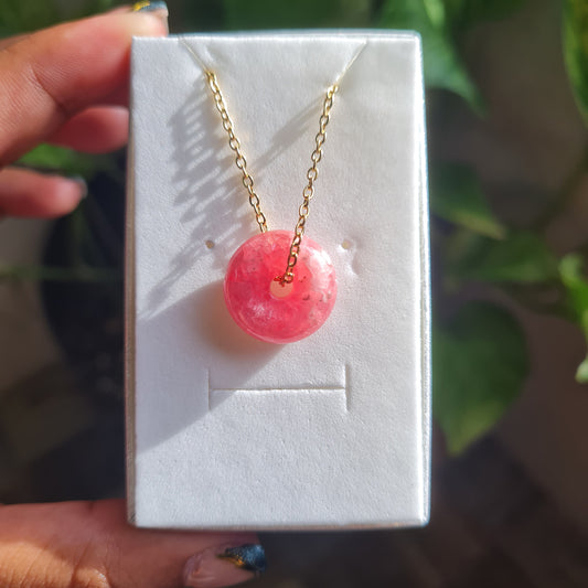 High Quality Rhodochrosite Donut Necklace