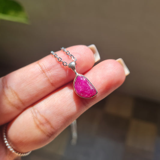 Raw Dainty Ruby Pendant