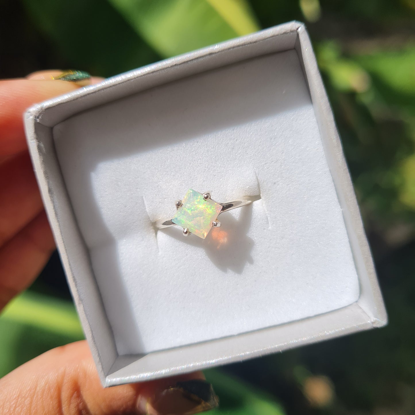 Faceted Ethiopian Opal Ring - Size 5