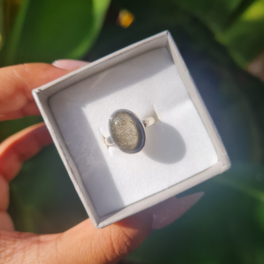 Gold Sheen Obsidian Ring - Size 5