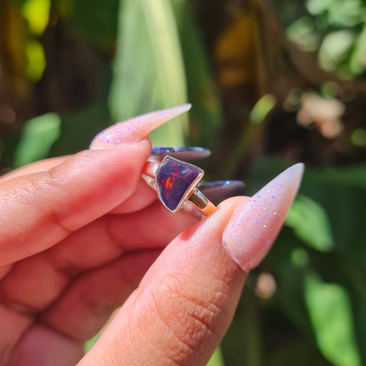 Black Ethiopian Opal Ring - Size 5.5