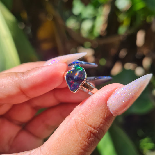 Black Ethiopian Opal Ring - Size 6.5