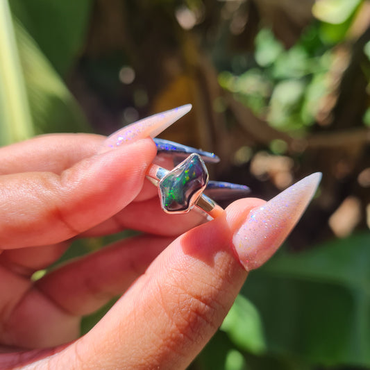 Black Ethiopian Opal Ring - Size 6.5