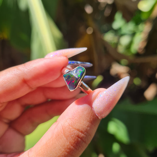 Black Ethiopian Opal Ring - Size 7.5