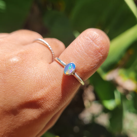 Dainty Ethiopian Opal Ring - Size 8