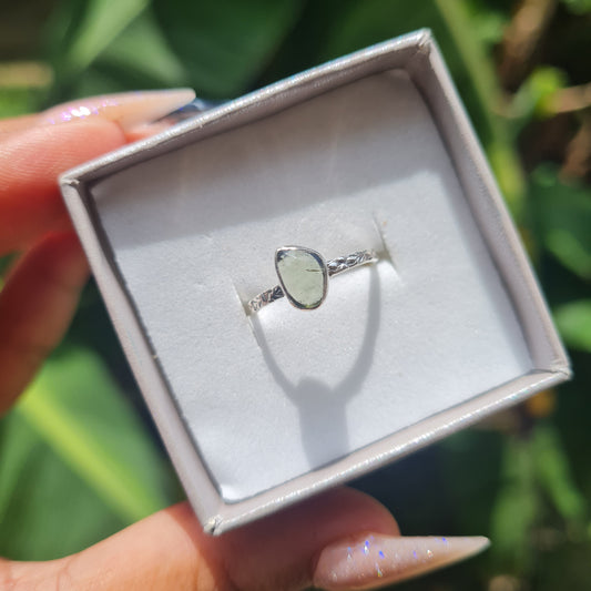 Rose Cut Moldavite Ring - Size 5