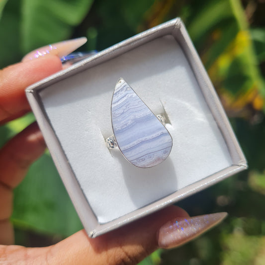 Blue Lace Agate Ring - Size 7