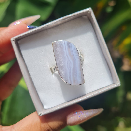 Blue Lace Agate Ring - Size 8