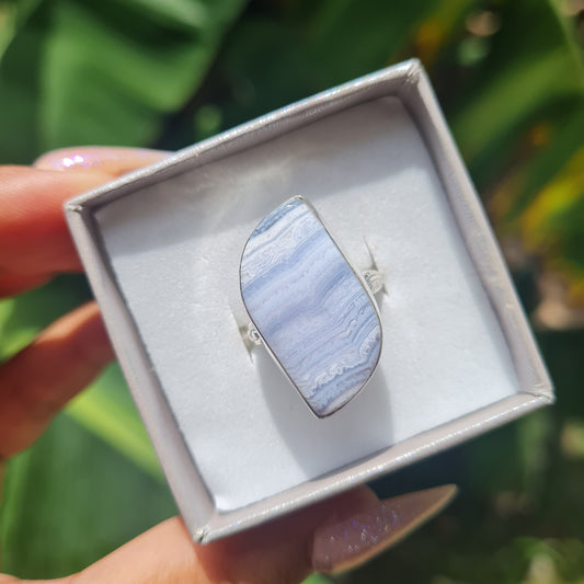 Blue Lace Agate Ring - Size 8