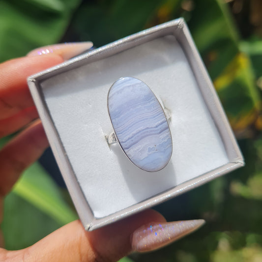 Blue Lace Agate Ring - Size 9