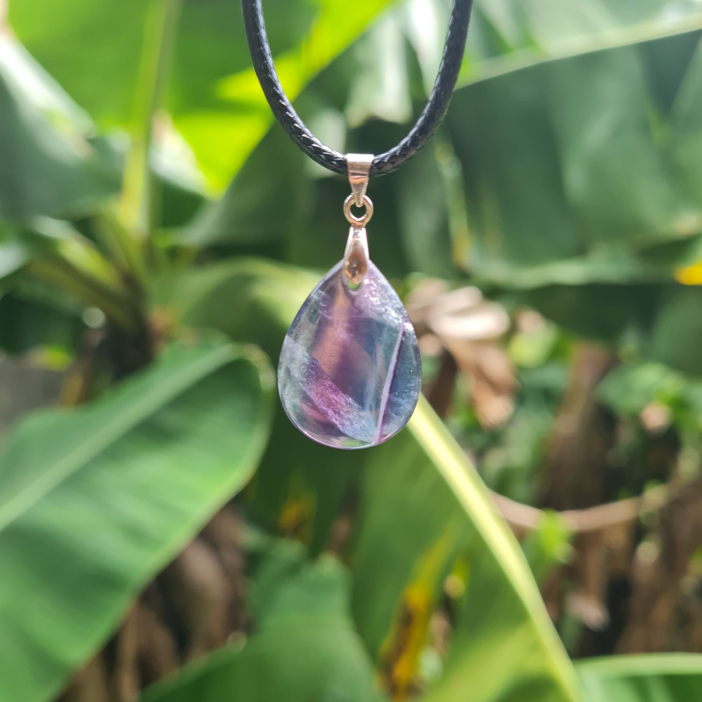 Rainbow Fluorite Drop Necklace