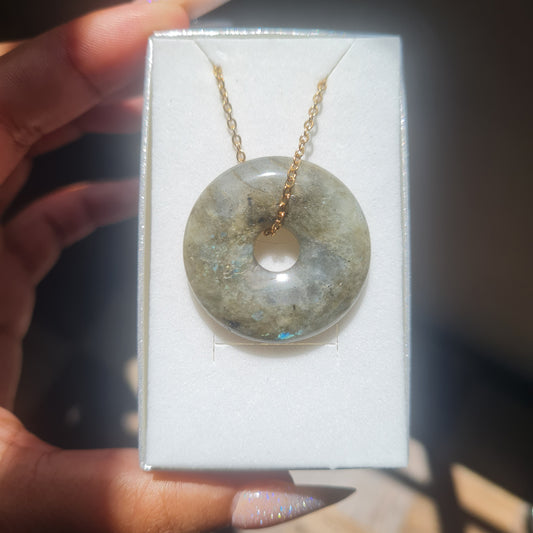 Labradorite Donut Necklace