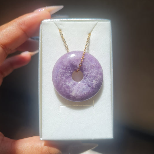 Lepidolite Donut Necklace