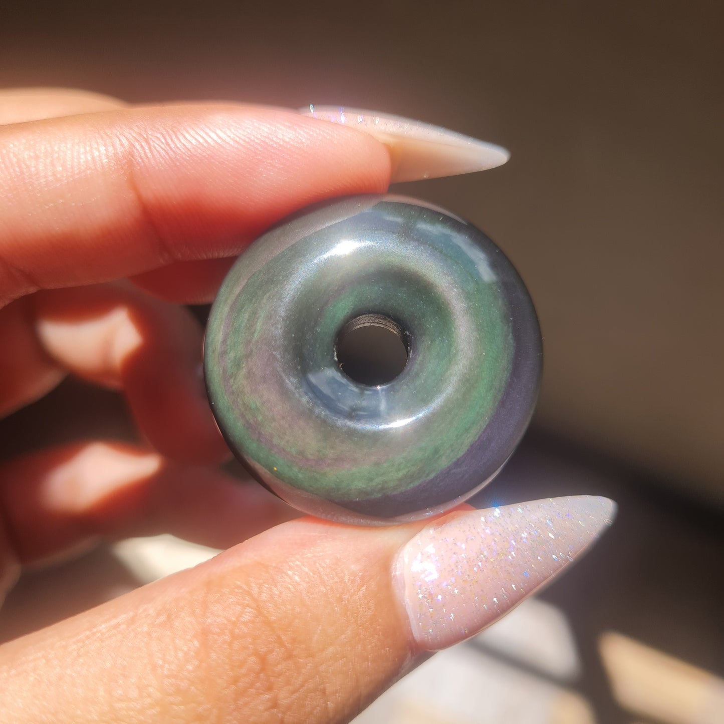 Rainbow Obsidian Donut Necklace