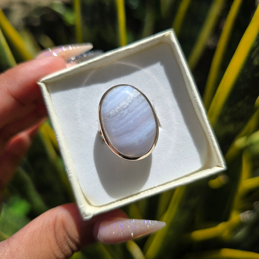 Blue Lace Agate Ring - Size 7