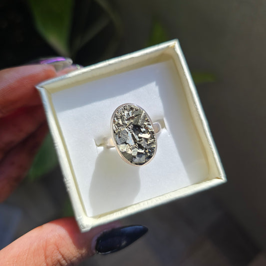 Raw Pyrite Ring - Size 8