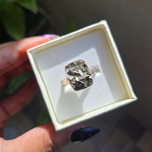 Raw Pyrite Ring - Size 9