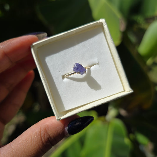 Dainty Raw Tanzanite Ring - Size 6