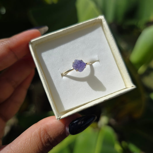 Dainty Raw Tanzanite Ring - Size 7