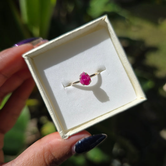 Dainty Raw Ruby Ring - Size 5