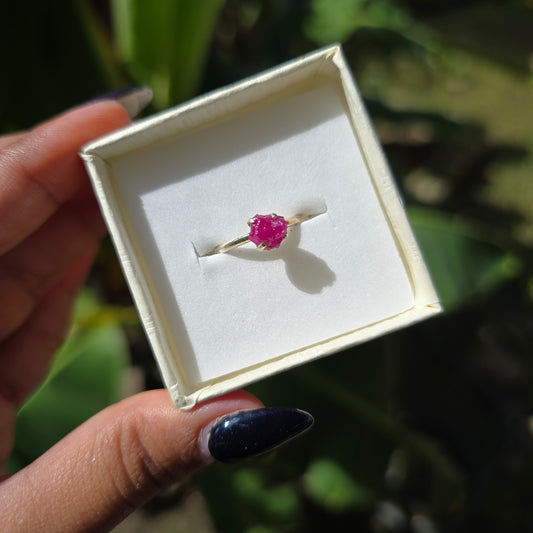 Dainty Raw Ruby Ring - Size 6