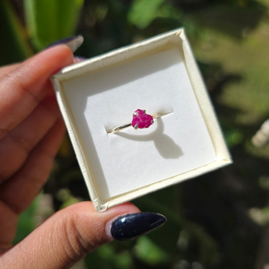 Dainty Raw Ruby Ring - Size 7