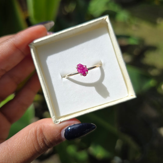 Dainty Raw Ruby Ring - Size 10