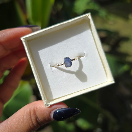 Dainty Raw Blue Sapphire Ring - Size 6