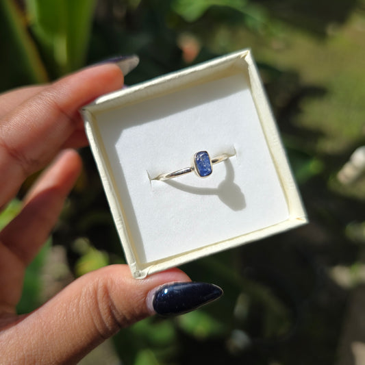 Dainty Raw Blue Sapphire Ring - Size 7