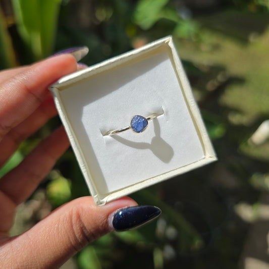 Dainty Raw Blue Sapphire Ring - Size 8