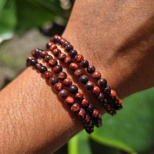 3-4mm Red Tiger's Eye Gemstone Bracelet