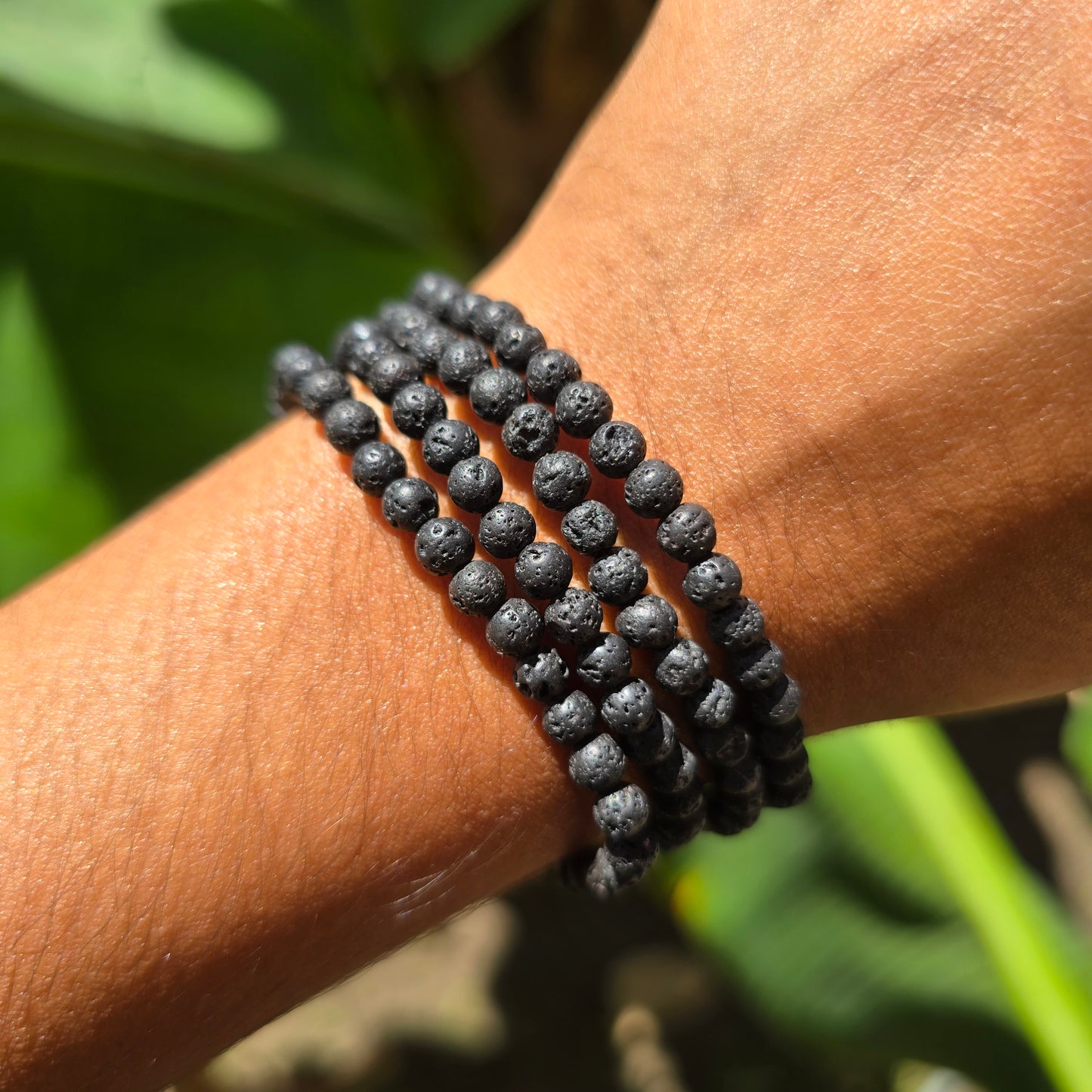 3-4mm Lava Stone Gemstone Bracelet