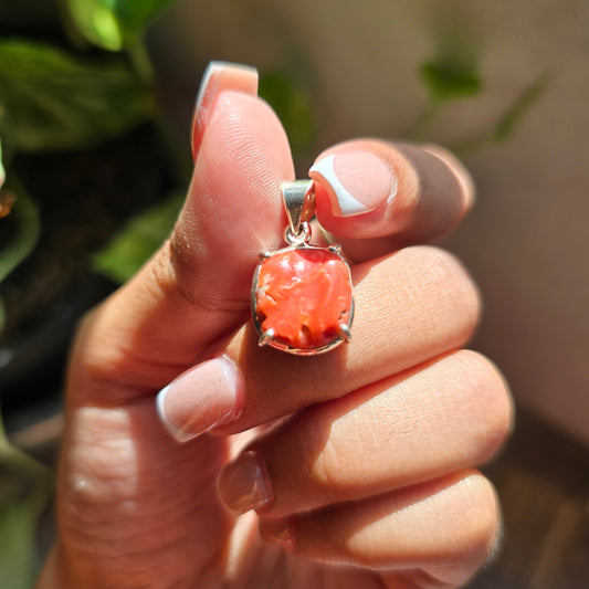 Raw Red Coral Pendant