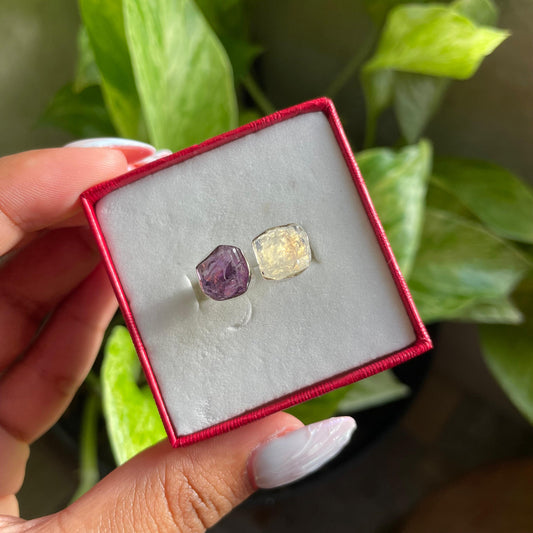 Moonstone and Amethyst Ring - Size 6.5