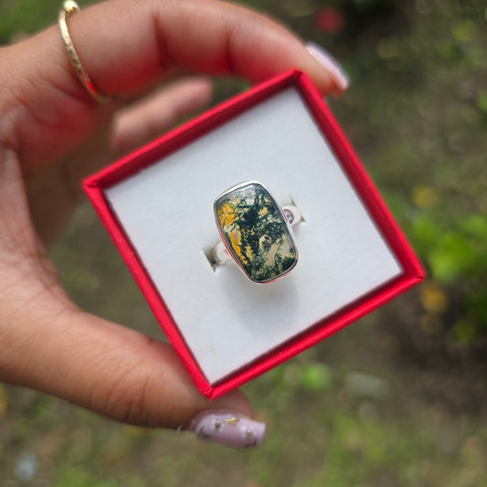 Moss Agate Ring - Size 6