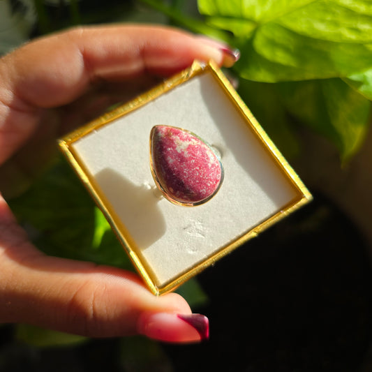 Thulite Gemstone Ring - Size 9