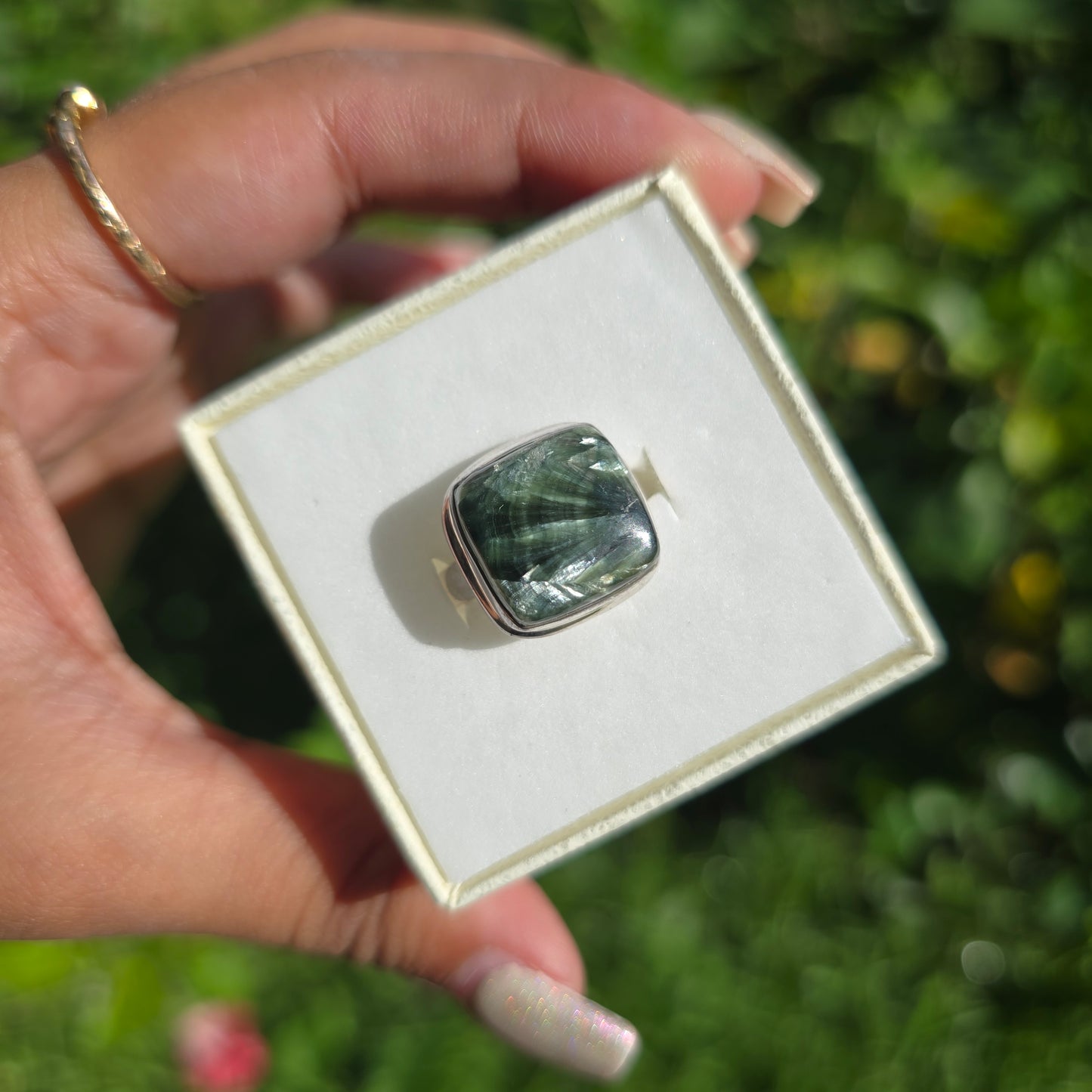 Seraphinite Gemstone Ring - Size 8