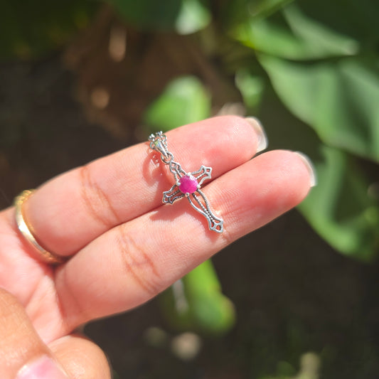 Ruby Cross Pendant