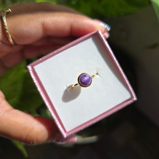 Gold Vermeil Charoite Ring - Size 5.5