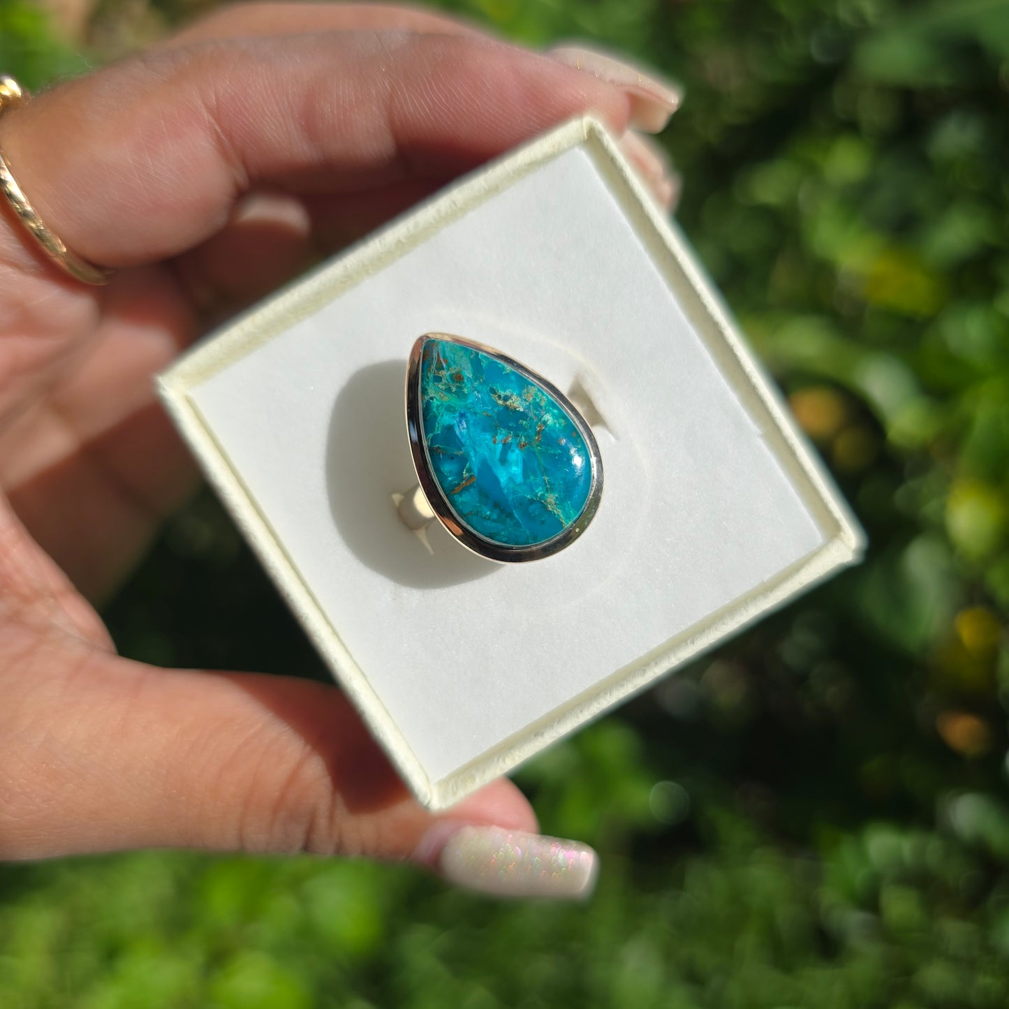 Chrysocolla Gemstone Ring - Size 9