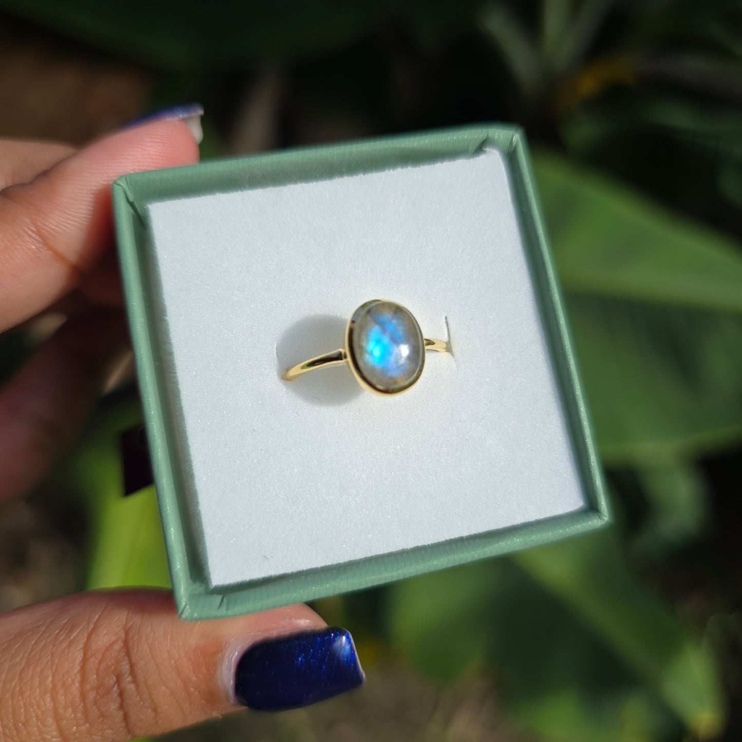 Gold Vermeil Labradorite Ring - Size 6.5