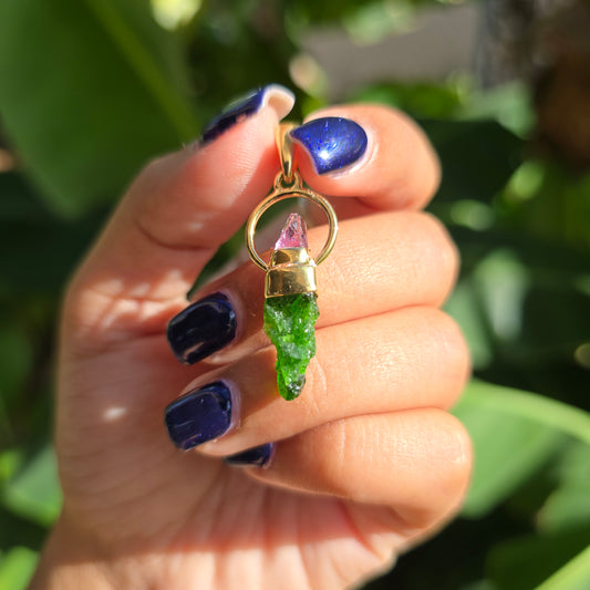 Gold Vermeil Amethyst and Chrome Diopside Pendant