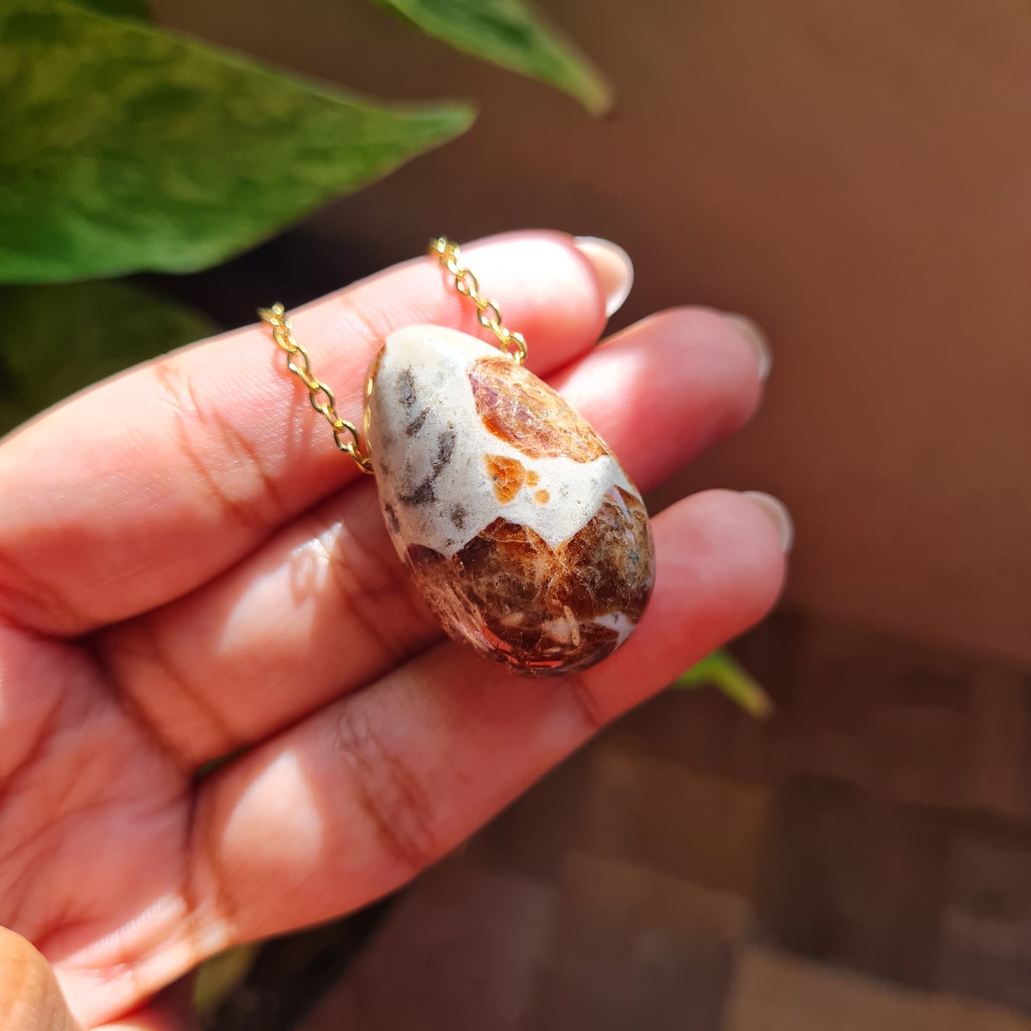 Garnet in Wollastonite Nugget Necklace