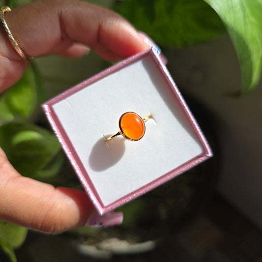 Gold Vermeil Carnelian Ring - Size 7.5