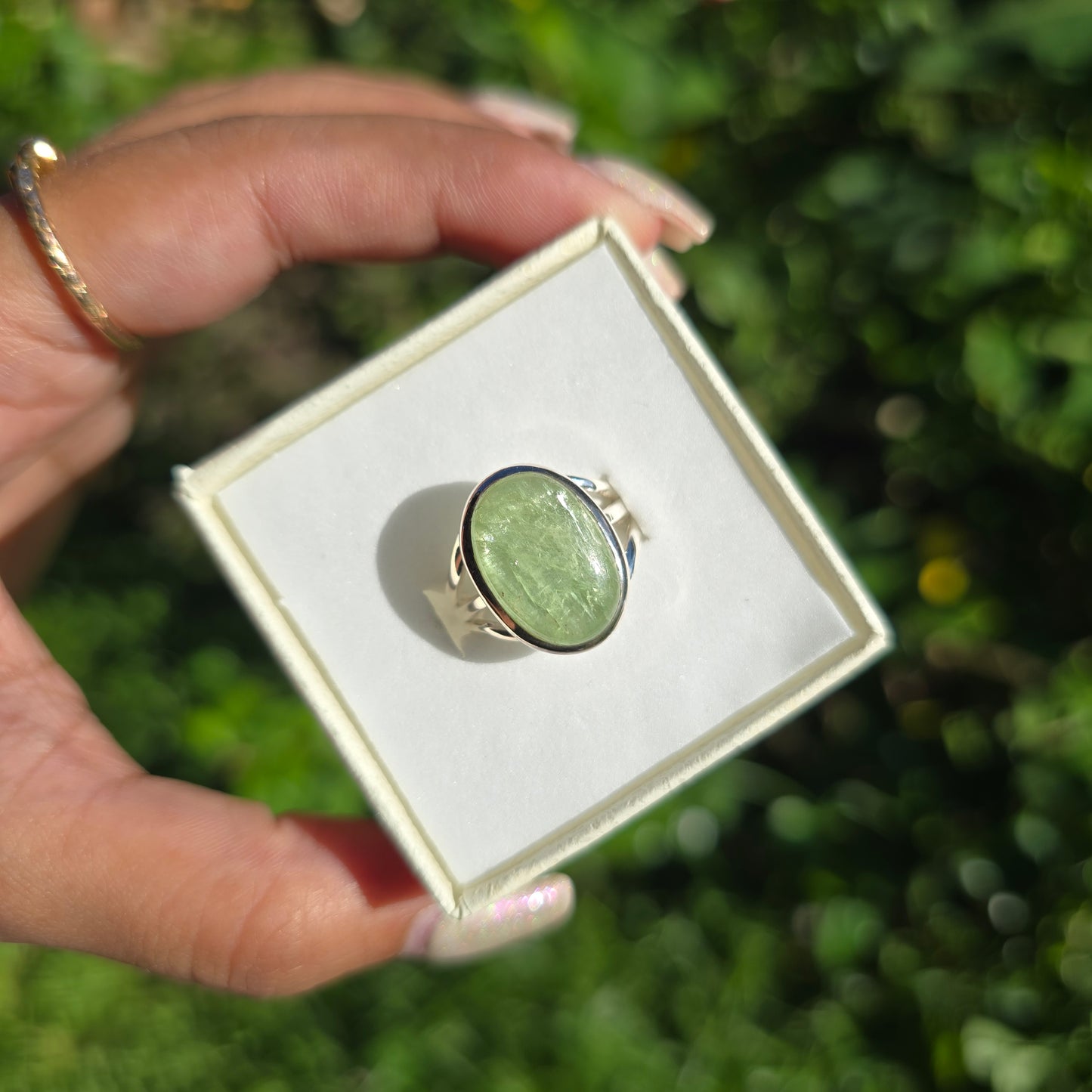 Green Kyanite Gemstone Ring - Size 7