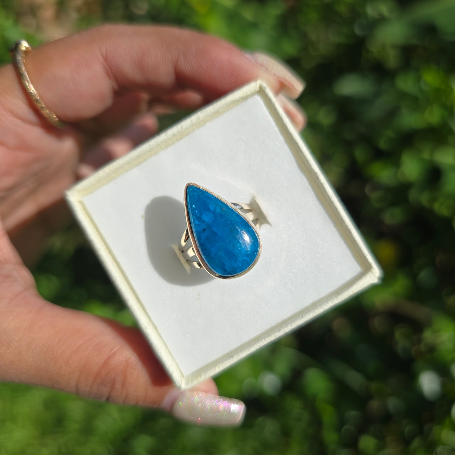 Blue Apatite Gemstone Ring - Size 7
